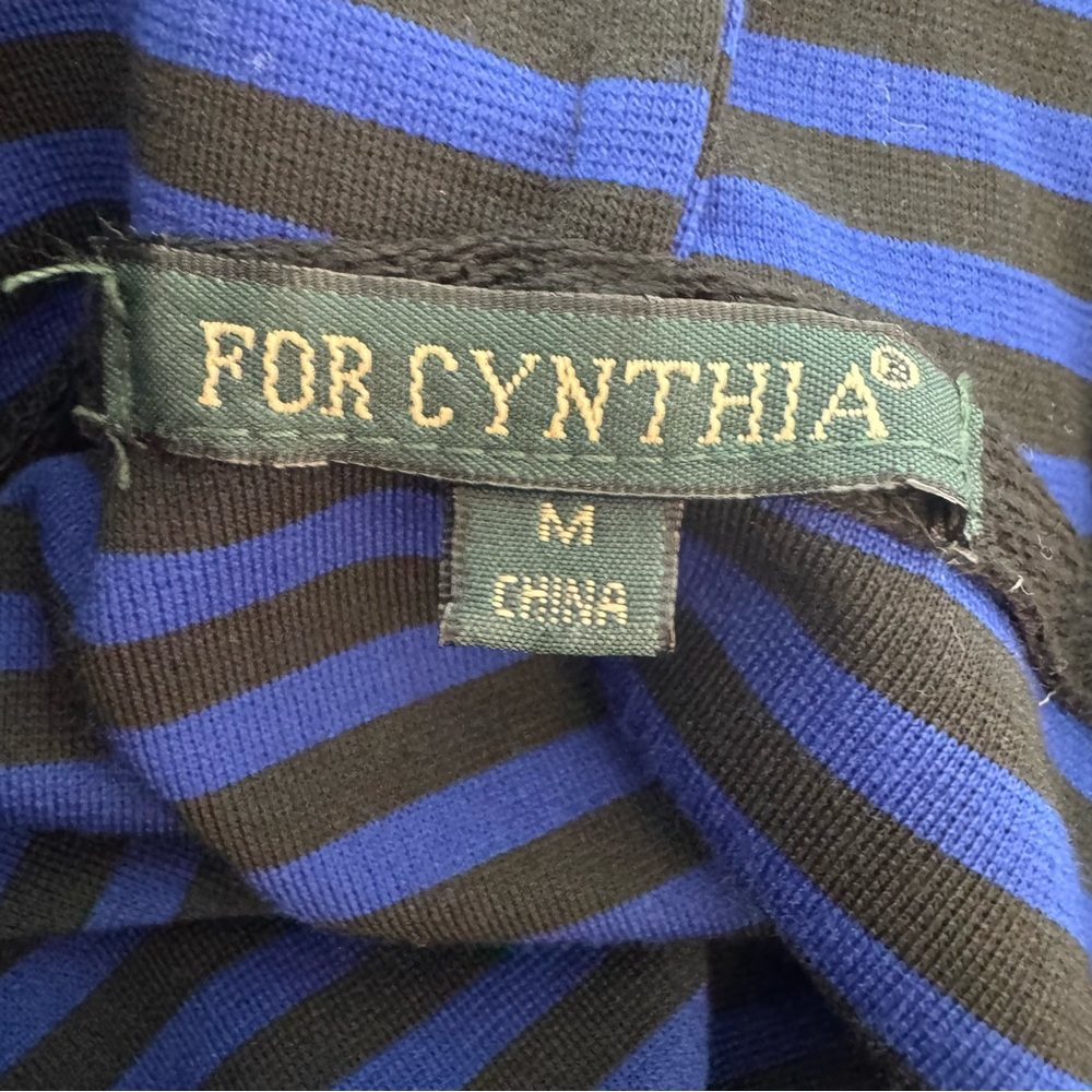 FOR CYNTHIA Size Medium Adorable Blue Striped Zip Up Jacket with Hood - Picture 5 of 6